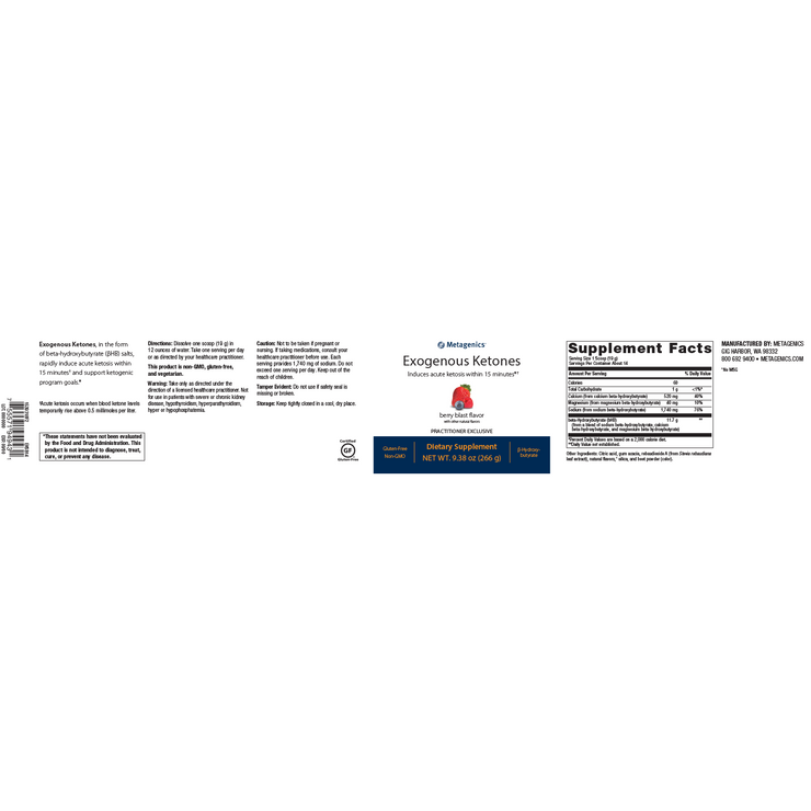 Exogenous Ketones <br>Induces acute ketosis within 15 minutes*†