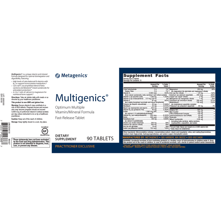 Multigenics® <br>Optimum Multiple Vitamin/Mineral Formula Fast-Release Tablet