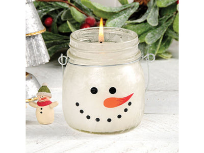 Twisted Peppermint Snowman Candle